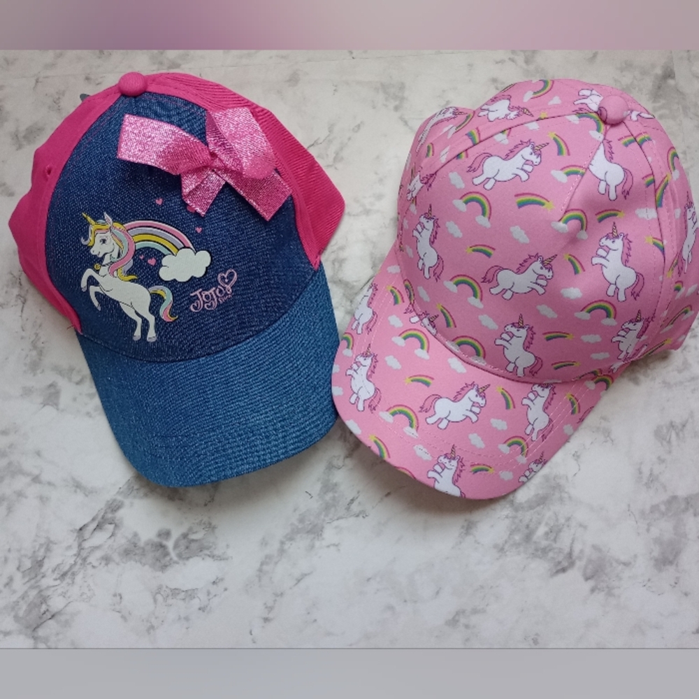 (Bundle) NWT 2 Girl's Baseball Caps with Adjustable Backs